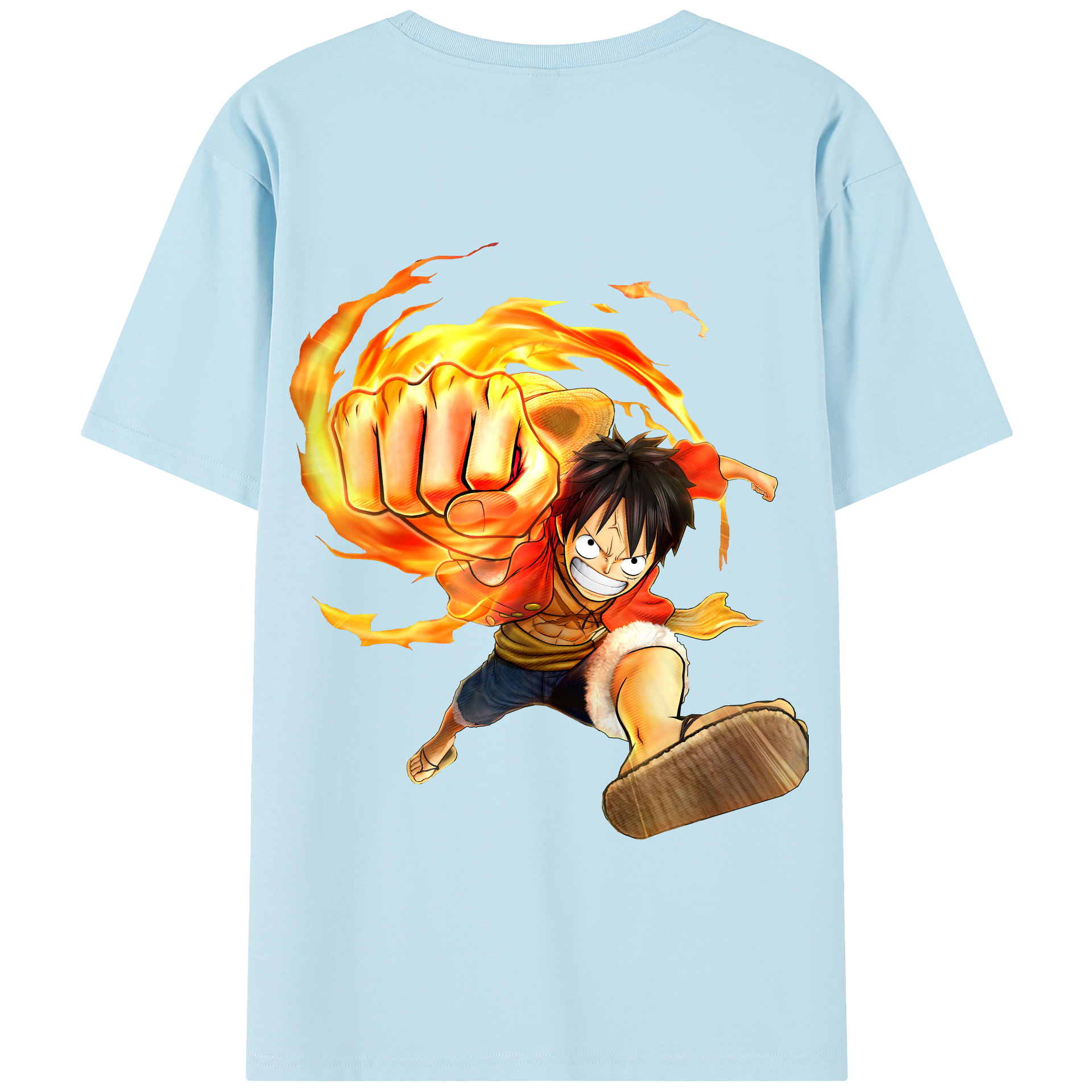 ワンピース モンキー・D・ルフィ ONE PIECE Monkey D. Luffy 綿100％半袖Tシャツ（背面プリント）